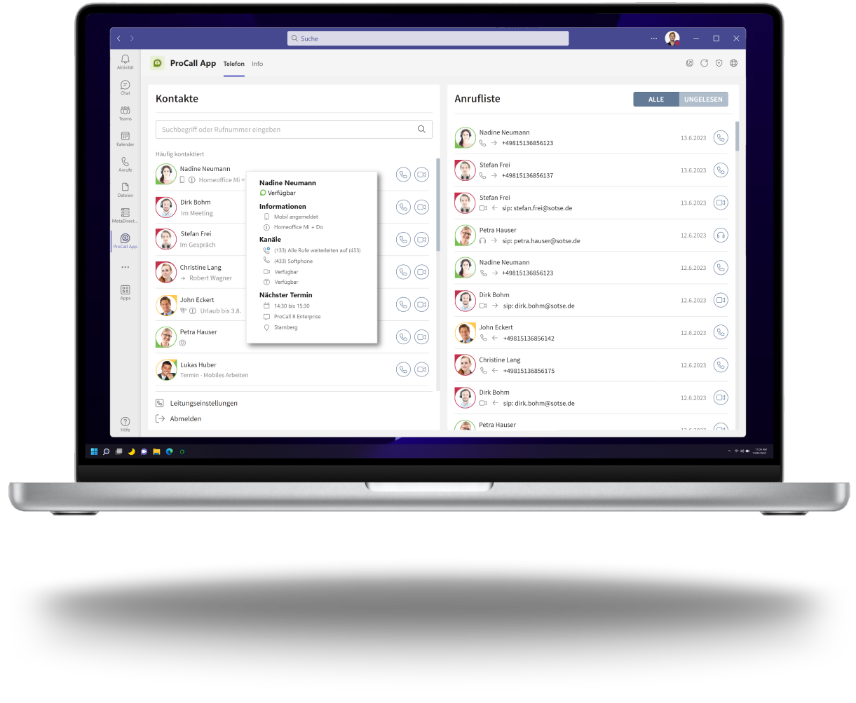 procall for microsoft teams bidirektionales präsenz management