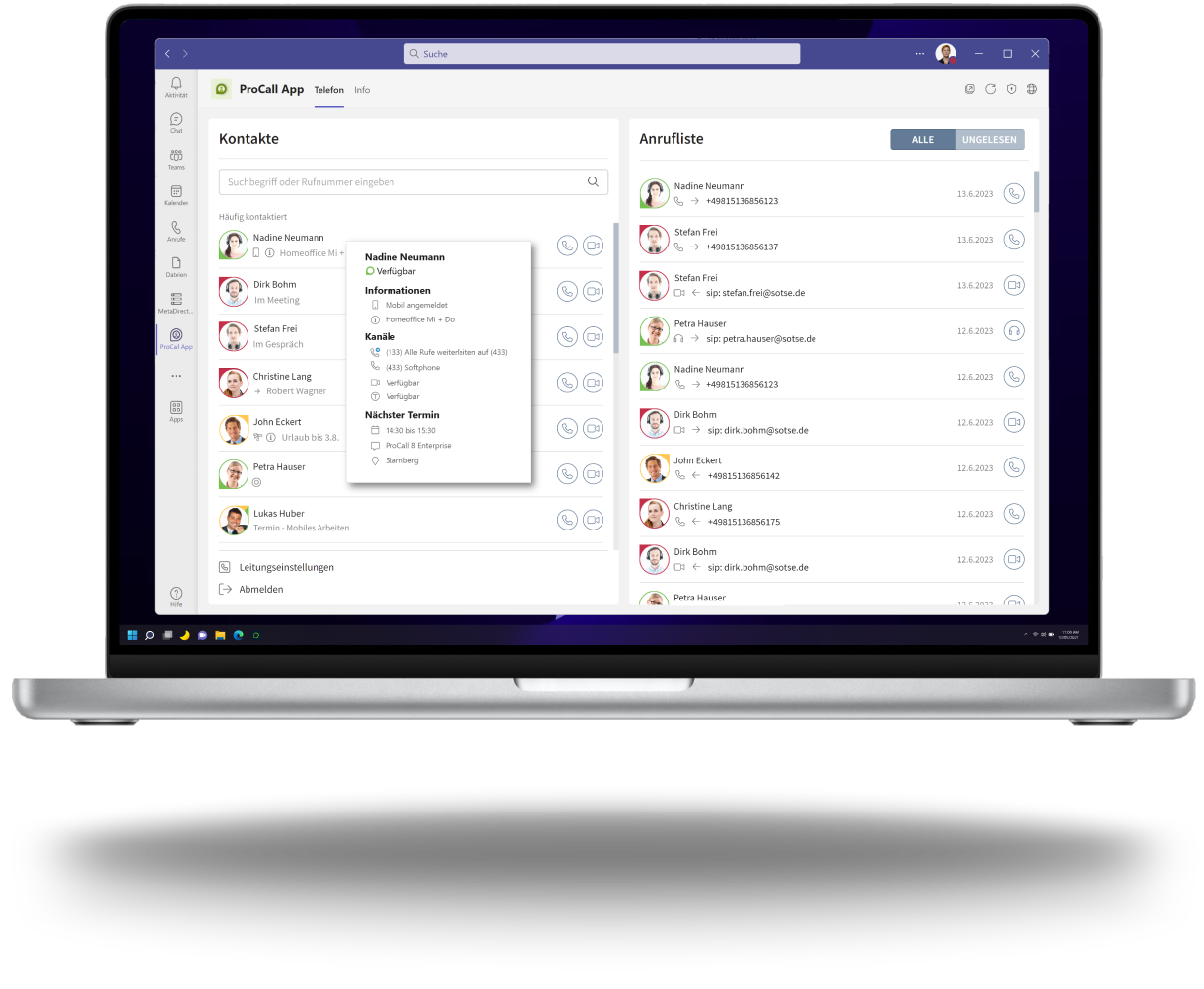 procall for microsoft teams bidirektionales präsenz management